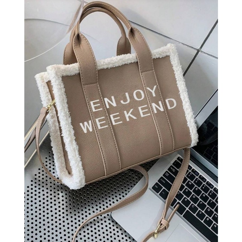 CAMINI-秋冬蓬鬆裝飾女士單肩包斜背包托特包-細節圖6