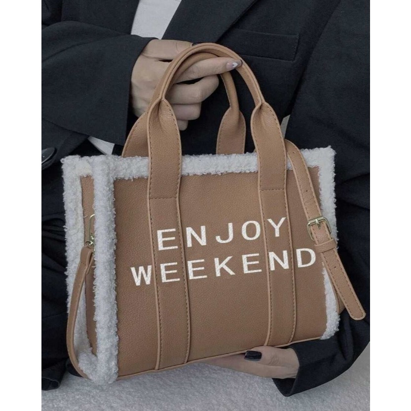 CAMINI-秋冬蓬鬆裝飾女士單肩包斜背包托特包-細節圖8