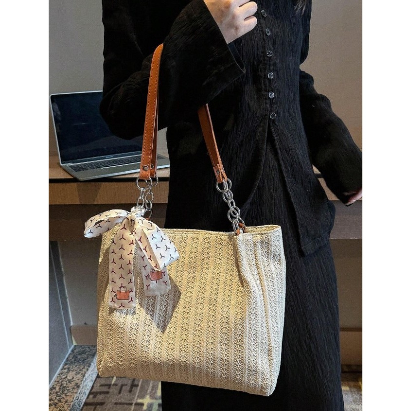 CAMINI-時尚編織托特包/沙灘包-細節圖2