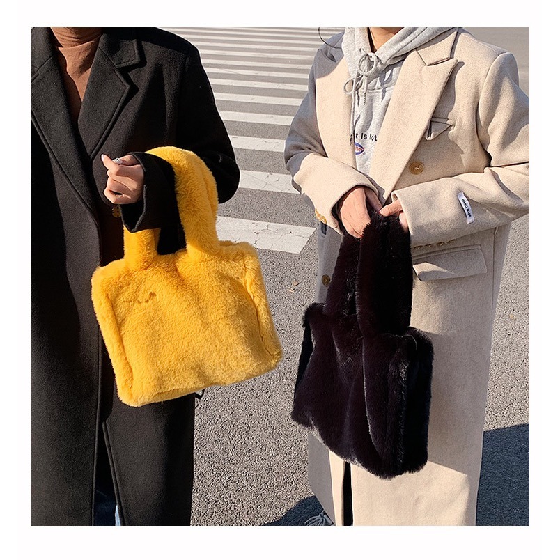 𝗥𝗼𝗹𝗹𝘆𝘇｜毛絨絨手提托特包（5色）-細節圖8