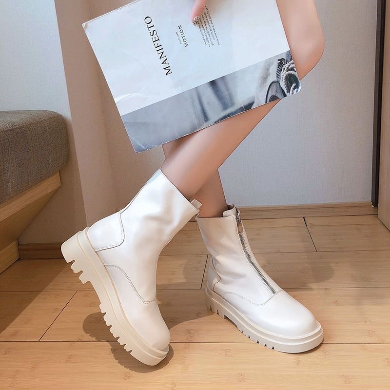 𝗥𝗼𝗹𝗹𝘆𝘇｜英倫風前拉鍊設計感馬丁靴（2色）-細節圖8