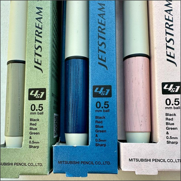 Uni三菱／JETSTREAM X Karimoku 4&1 限定色 靛藍 灰綠 粉紅 蒐藏 多功能筆 黑 紅 藍 綠-細節圖6