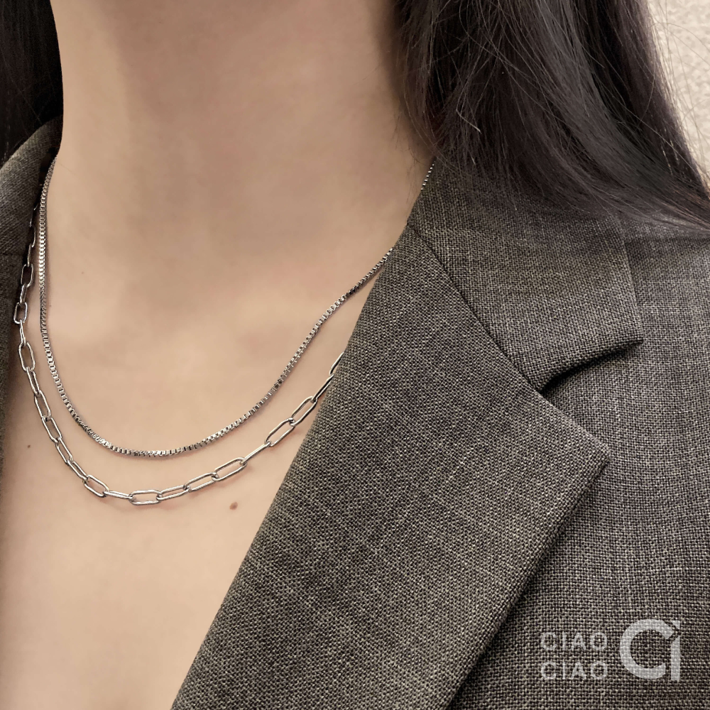 N10｜𝐂𝐥𝐚𝐬𝐬𝐲 𝐕𝐢𝐛𝐞𝐬 中性極簡雙層蛇骨扁鍊-細節圖6