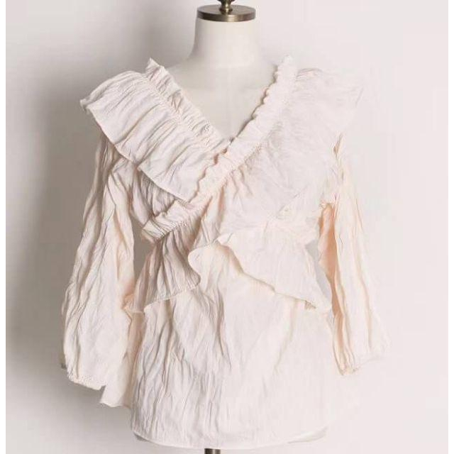 春裝新款
🇰🇷正韓 交叉荷葉衣 仙女小姐姐斜肩一字領 上衣-細節圖6