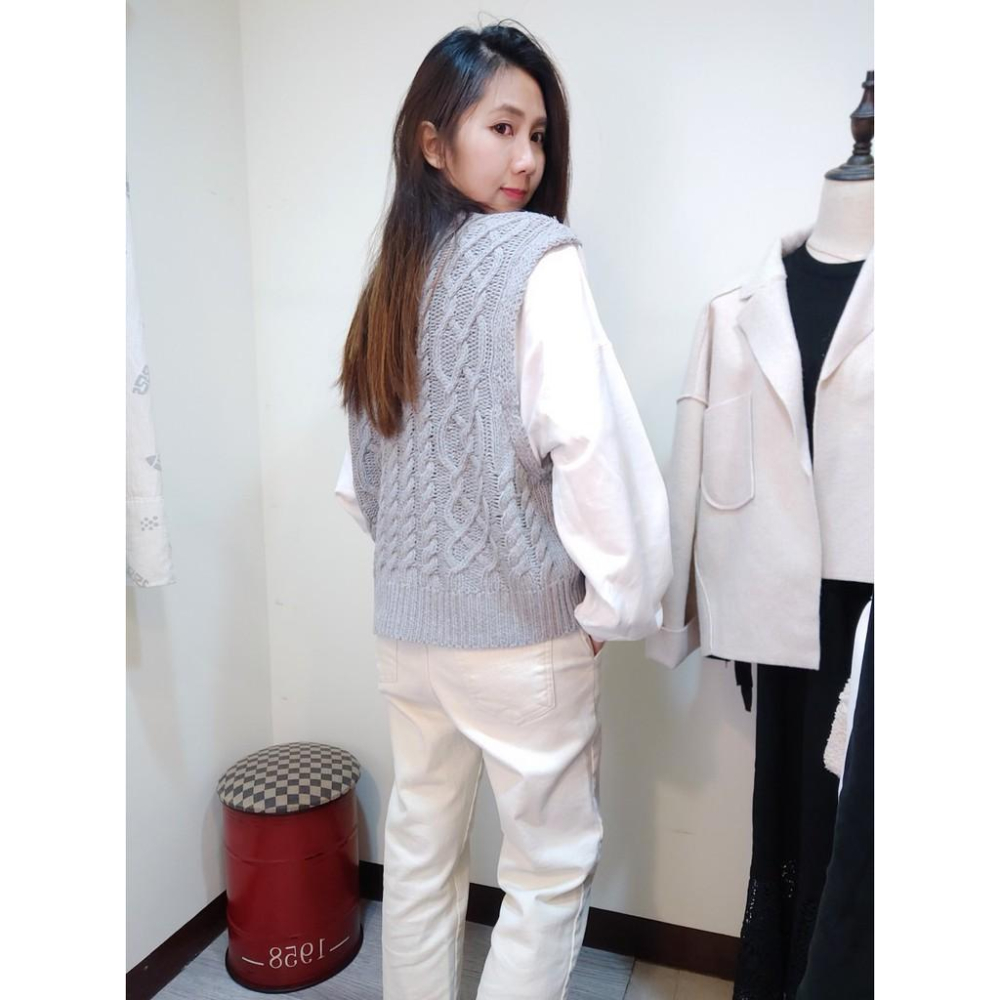 AK韓國連線 拼接針織上衣 假兩件 針織上衣 長袖上衣 女生上衣 緹花針織-細節圖3