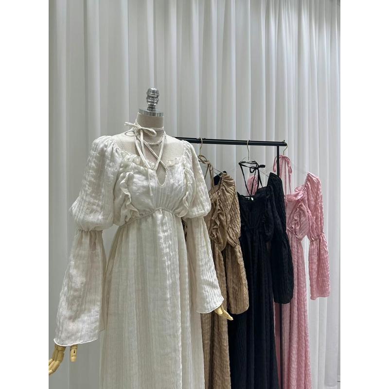 AK韓國連線 仙氣法式浪漫長洋裝 長袖洋裝 女生洋裝 約會穿搭-細節圖2