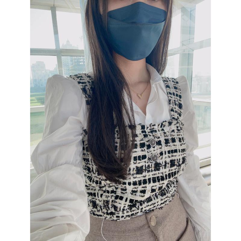 Ashley 實拍 短版 小香風上衣粗花毛尼金蔥背心-細節圖3