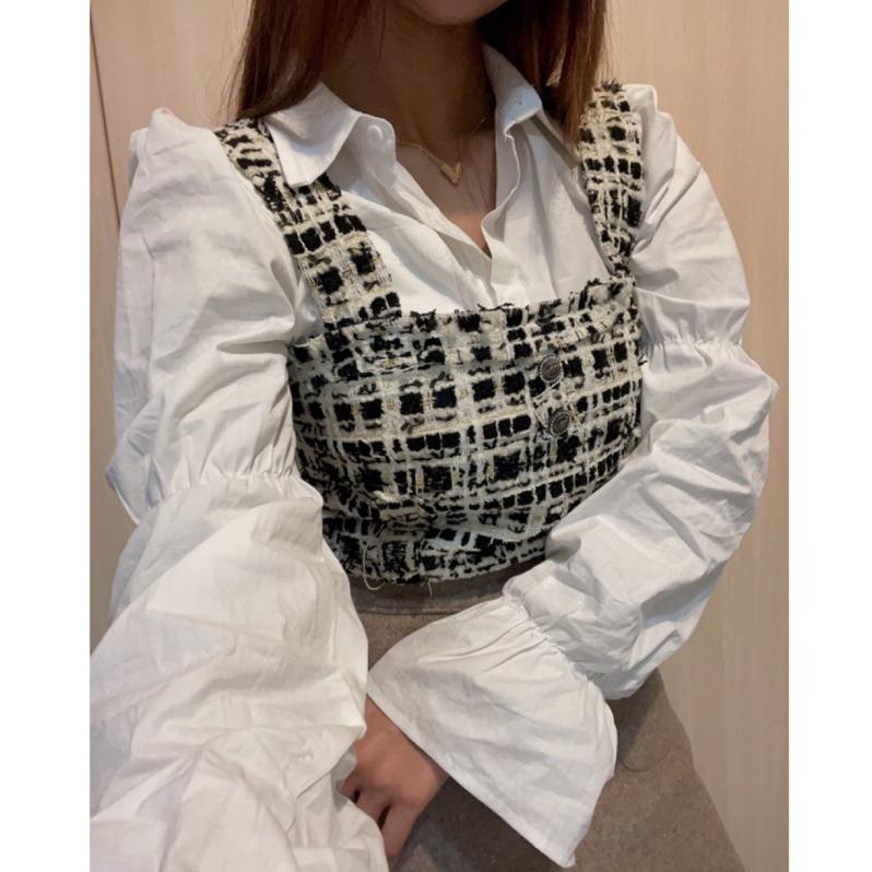 Ashley 實拍 短版 小香風上衣粗花毛尼金蔥背心-細節圖5