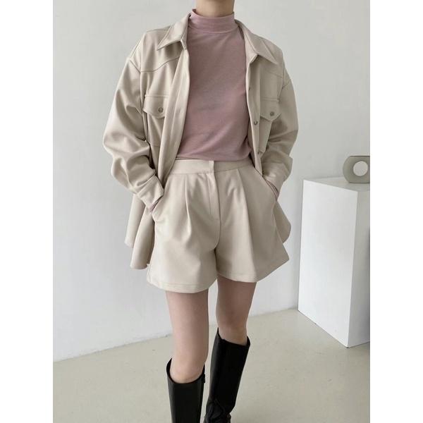 Ak正韓 蜜桃絨襯衫上衣+短褲套裝 女生套裝 韓國代購 韓空運 韓妞-細節圖8