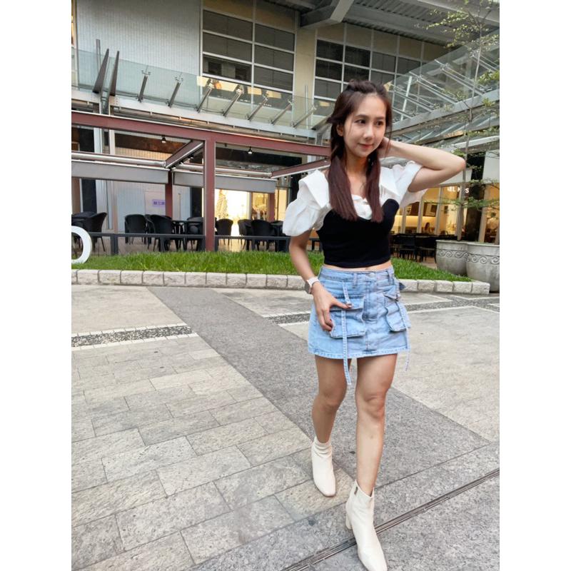 Ashley 正韓實拍 翻領襯衫拼接針織馬甲上衣 造型短版上衣-細節圖4