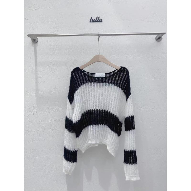 Ashley 正韓 微透洞洞針織上衣  針織 上衣 薄針織-細節圖2