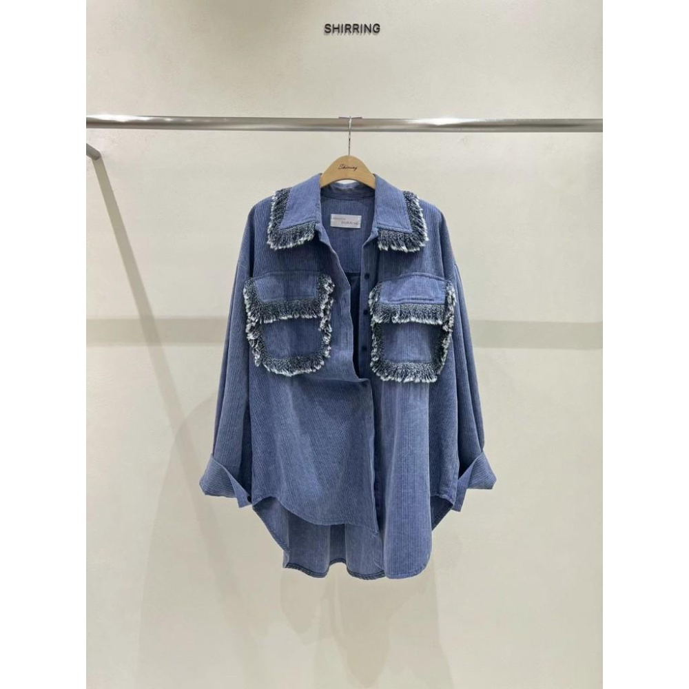 AK正韓 流蘇 襯衫 長袖上衣 長袖襯衫-細節圖2