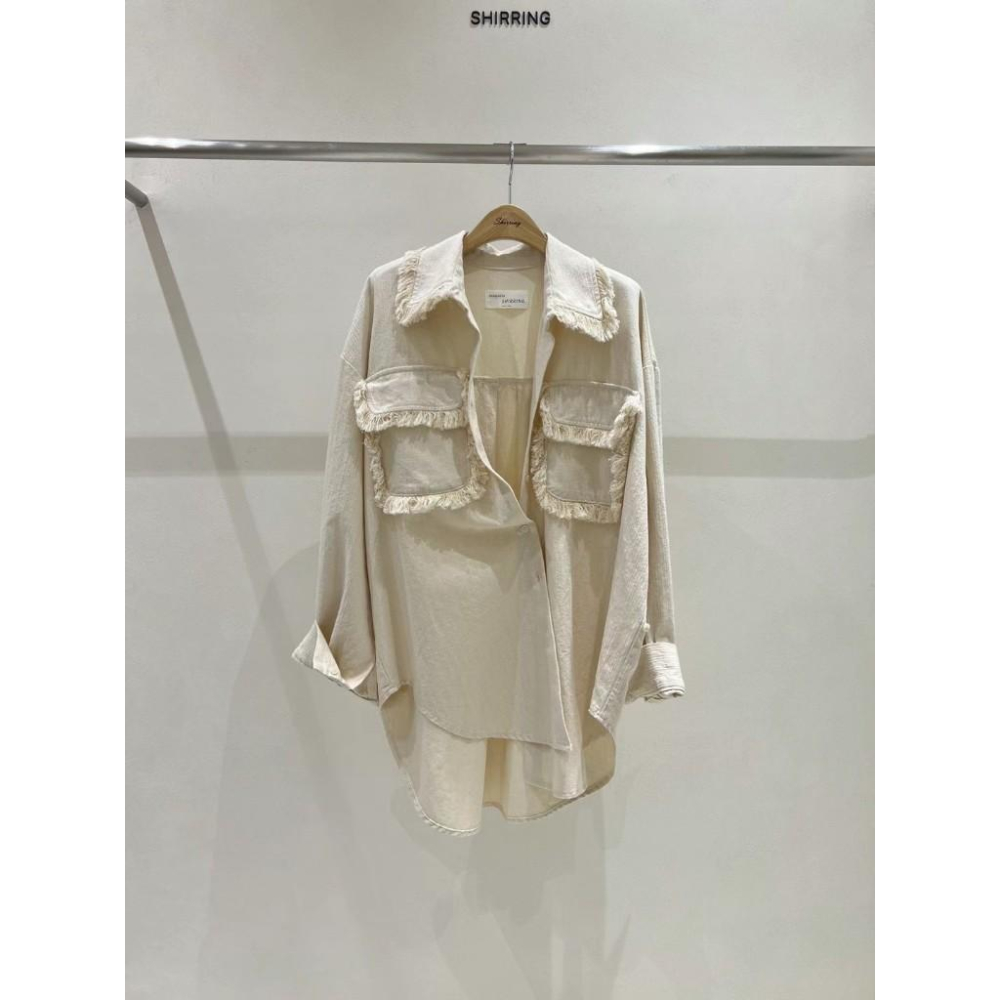 AK正韓 流蘇 襯衫 長袖上衣 長袖襯衫-細節圖4