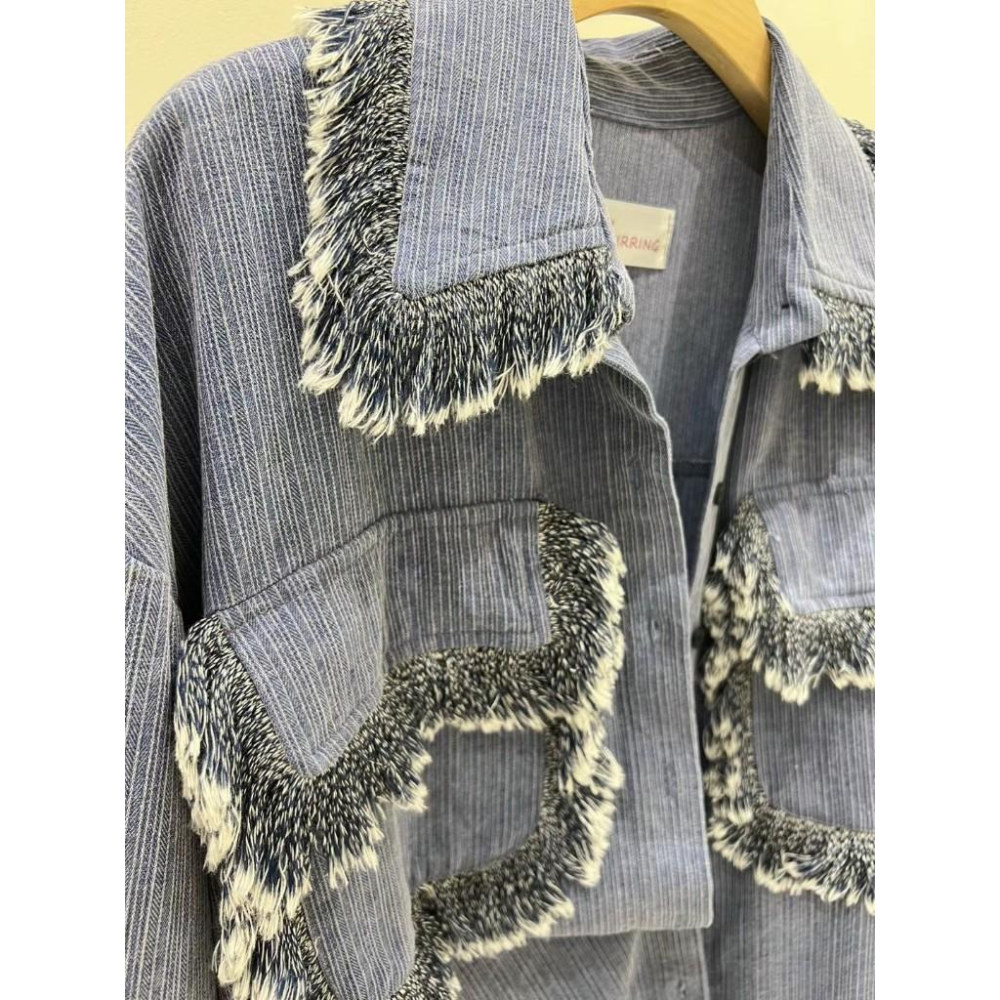 AK正韓 流蘇 襯衫 長袖上衣 長袖襯衫-細節圖6