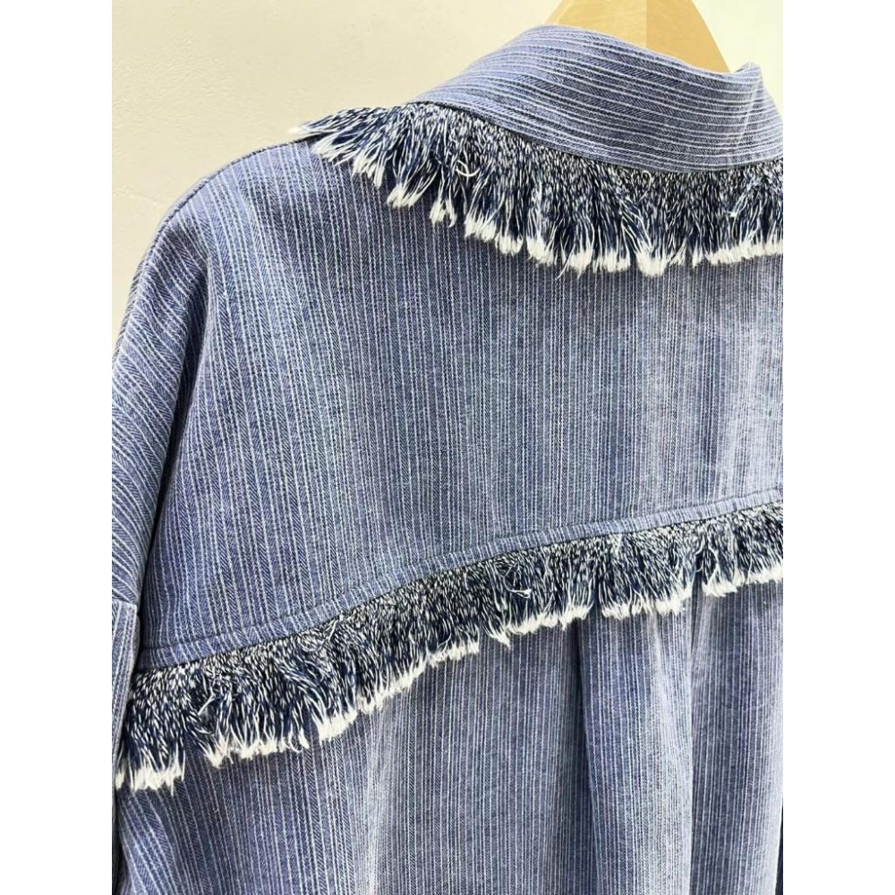 AK正韓 流蘇 襯衫 長袖上衣 長袖襯衫-細節圖8