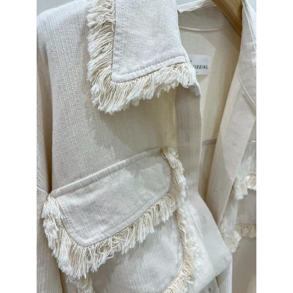 AK正韓 流蘇 襯衫 長袖上衣 長袖襯衫-細節圖9