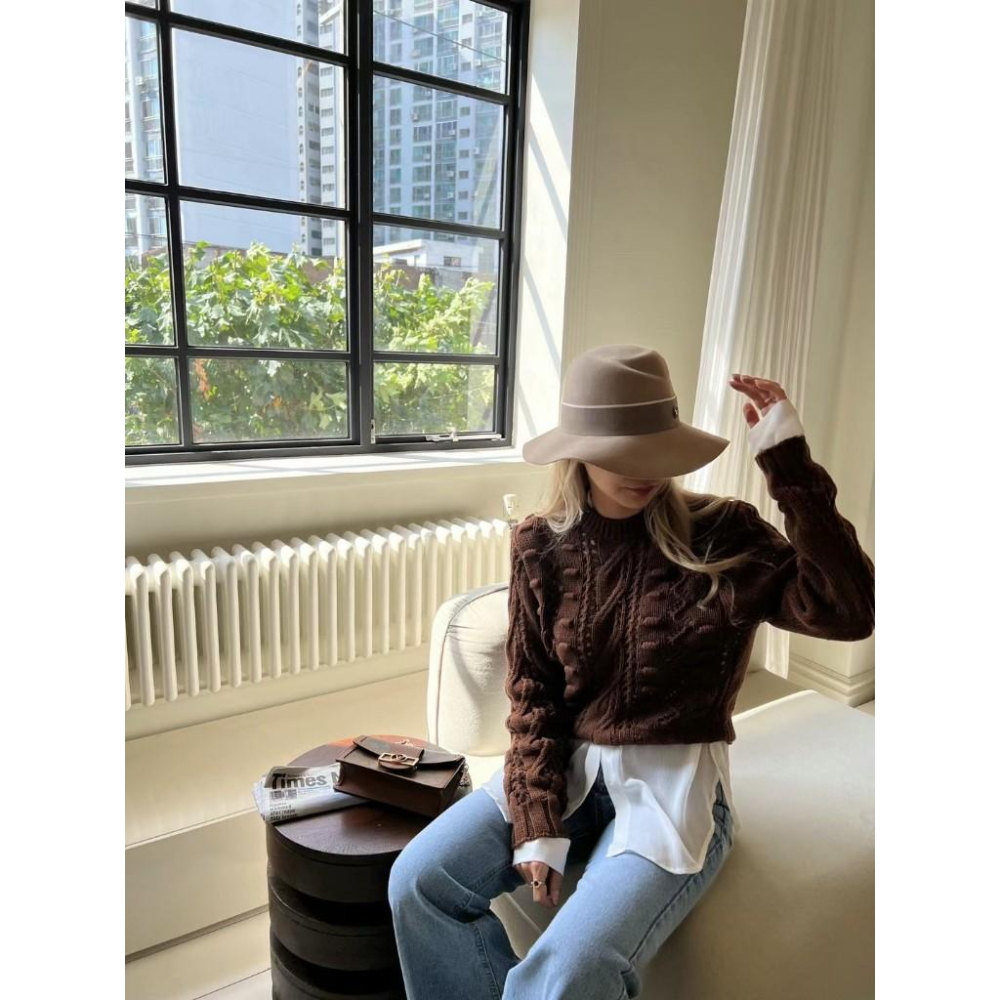 Ashley 韓國連線 短版針織上衣 麻花針織上衣 短版針織 長袖針織 Y2K (3colors)-細節圖9