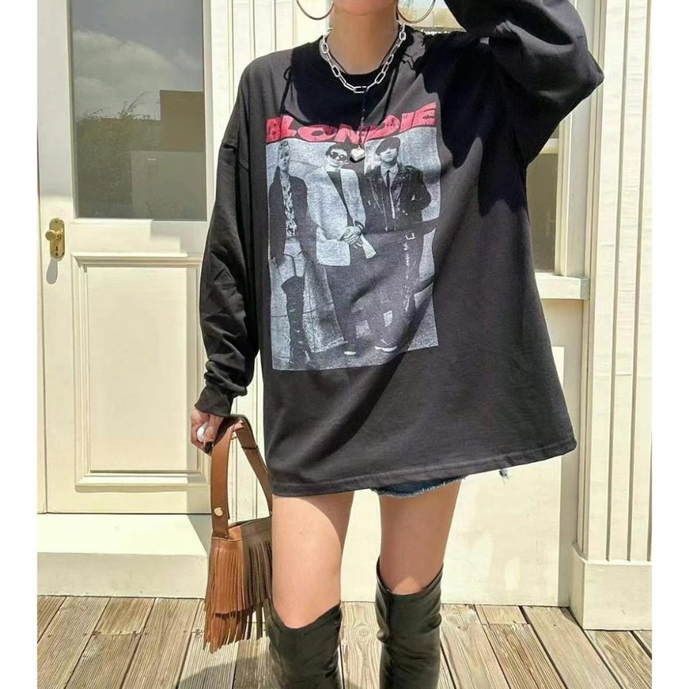 AK韓國連線 帥氣街頭風 3人圖像長袖上衣 長袖T恤-細節圖7