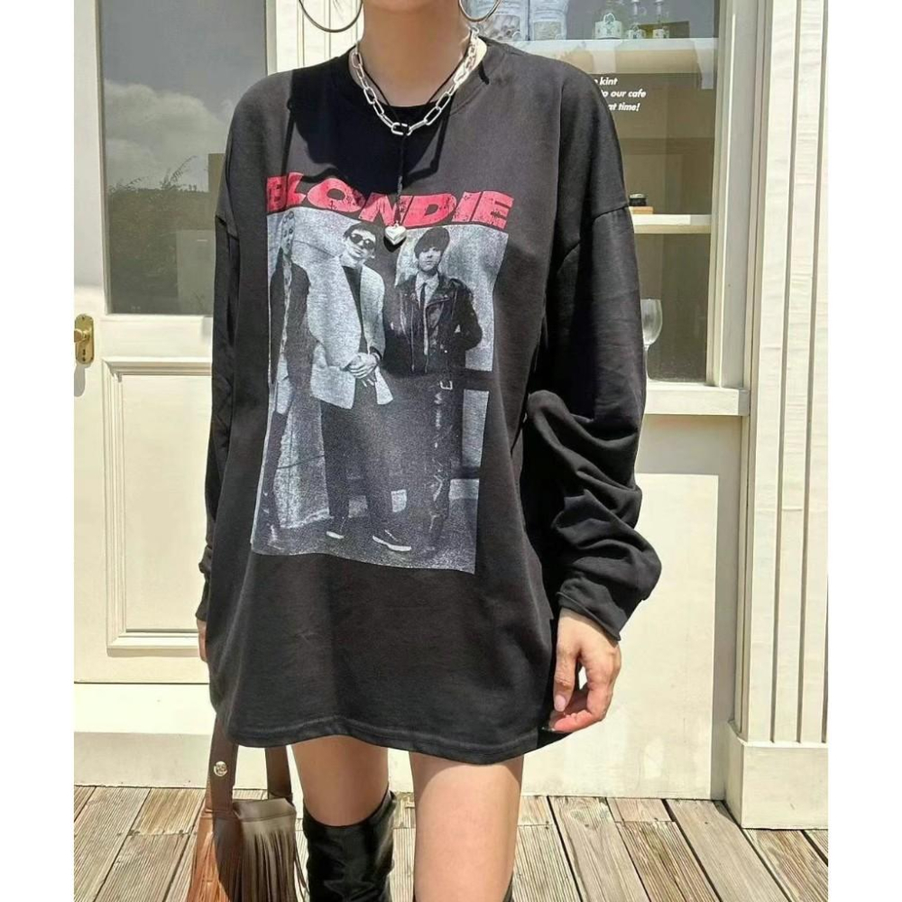 AK韓國連線 帥氣街頭風 3人圖像長袖上衣 長袖T恤-細節圖9