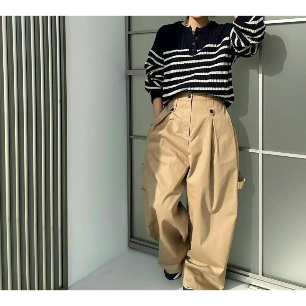 AK韓國連線 基本款 粗條紋針織上衣 條紋上衣 長袖上衣 女生上衣-細節圖6