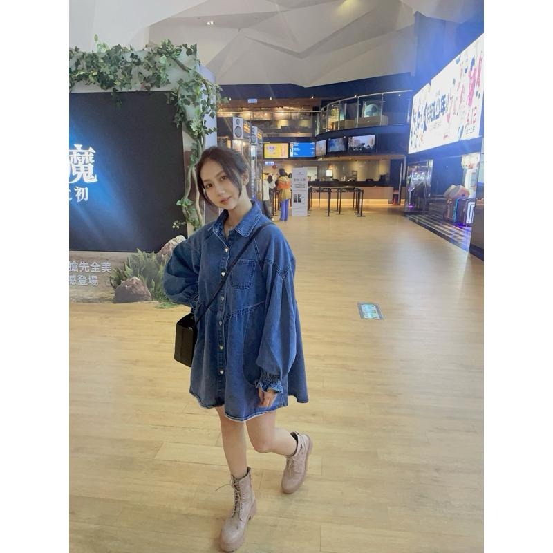 AK韓國連線 許路兒同款 單寧 牛仔 洋裝 短洋裝 公主袖 連身洋裝 短洋裝 正韓代購(2colors) Feb 18-細節圖2