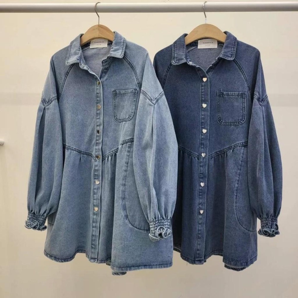 AK韓國連線 許路兒同款 單寧 牛仔 洋裝 短洋裝 公主袖 連身洋裝 短洋裝 正韓代購(2colors) Feb 18-細節圖4