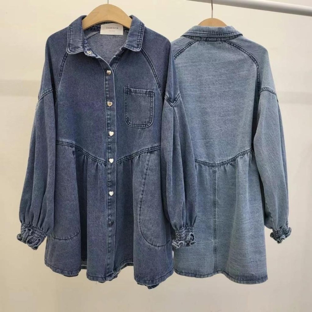 AK韓國連線 許路兒同款 單寧 牛仔 洋裝 短洋裝 公主袖 連身洋裝 短洋裝 正韓代購(2colors) Feb 18-細節圖5