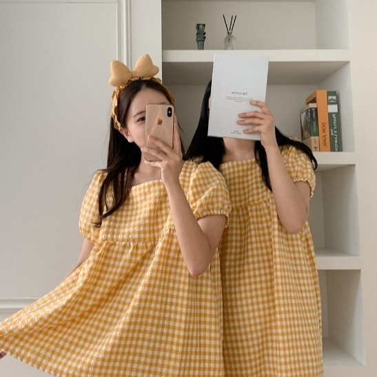 [預購 每周日中午 12:00收單] 2023 正韓 韓國睡衣品牌J  eu 格紋泡泡袖 短袖睡衣套裝-細節圖3