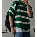 [是男裝喔~][預購 每周日中午 12:00收單] 2024 正韓 zavino 春夏男裝  垂肩五分袖條紋針織上衣-規格圖11
