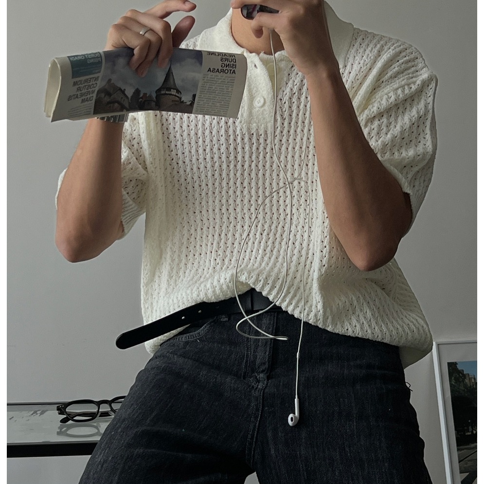 [是男裝喔~][預購 每周日中午 12:00收單] 2024 正韓 春夏男裝 zavino 時尚優雅微性感 針織上衣-細節圖3