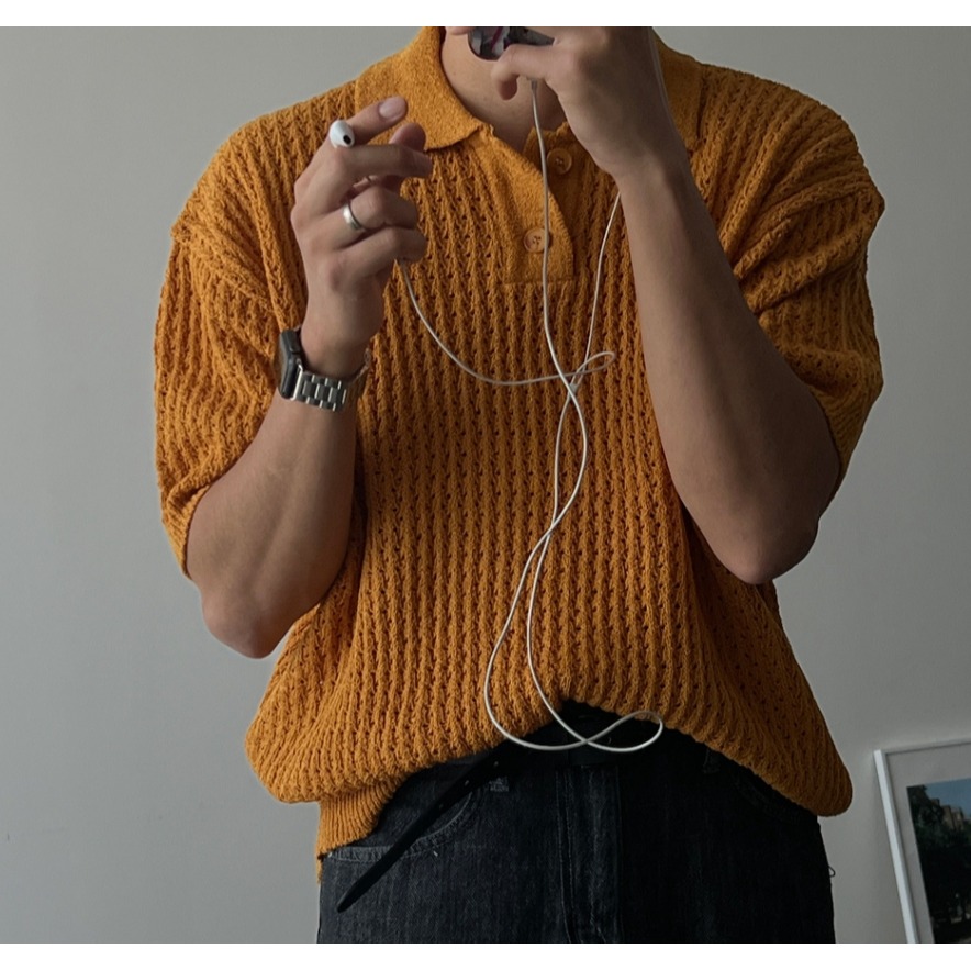 [是男裝喔~][預購 每周日中午 12:00收單] 2024 正韓 春夏男裝 zavino 時尚優雅微性感 針織上衣-細節圖6