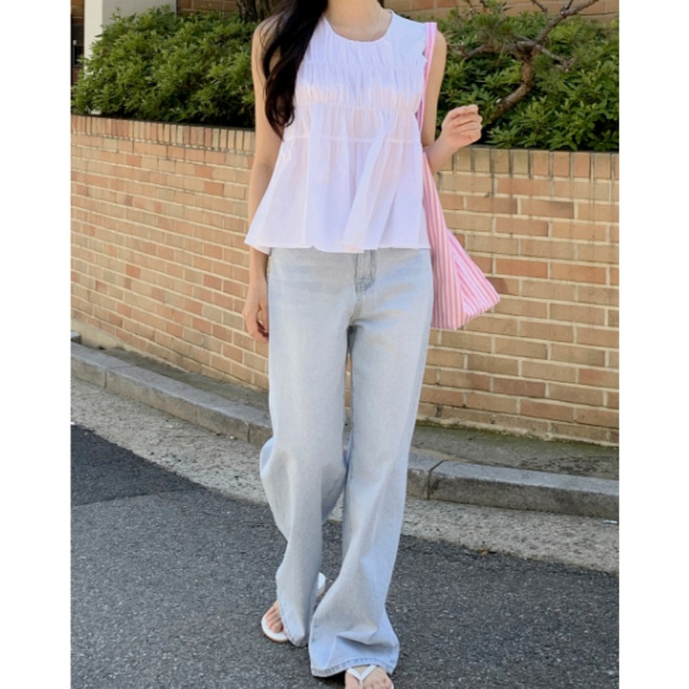 [官網特惠ing] [預購 每周日中午 12:00收單] 2024 正韓 classic-blanc 春夏女 皺褶背心-細節圖6