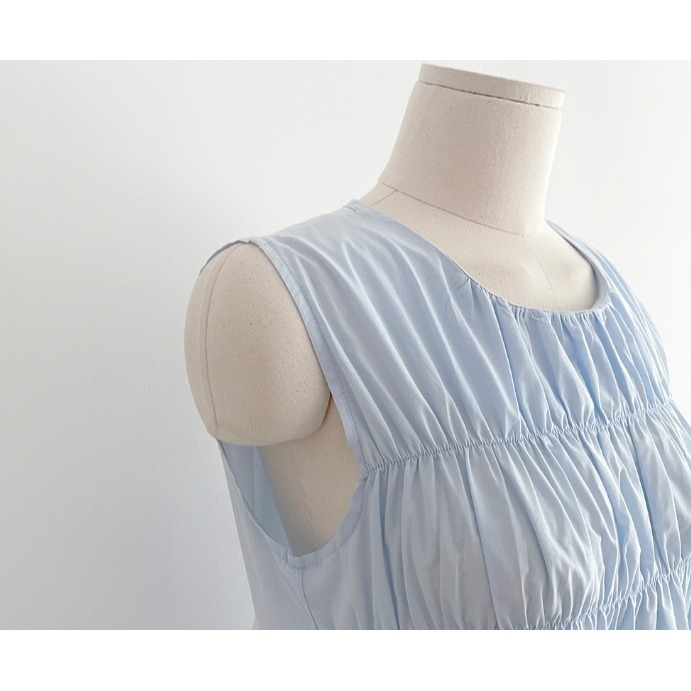 [官網特惠ing] [預購 每周日中午 12:00收單] 2024 正韓 classic-blanc 春夏女 皺褶背心-細節圖11