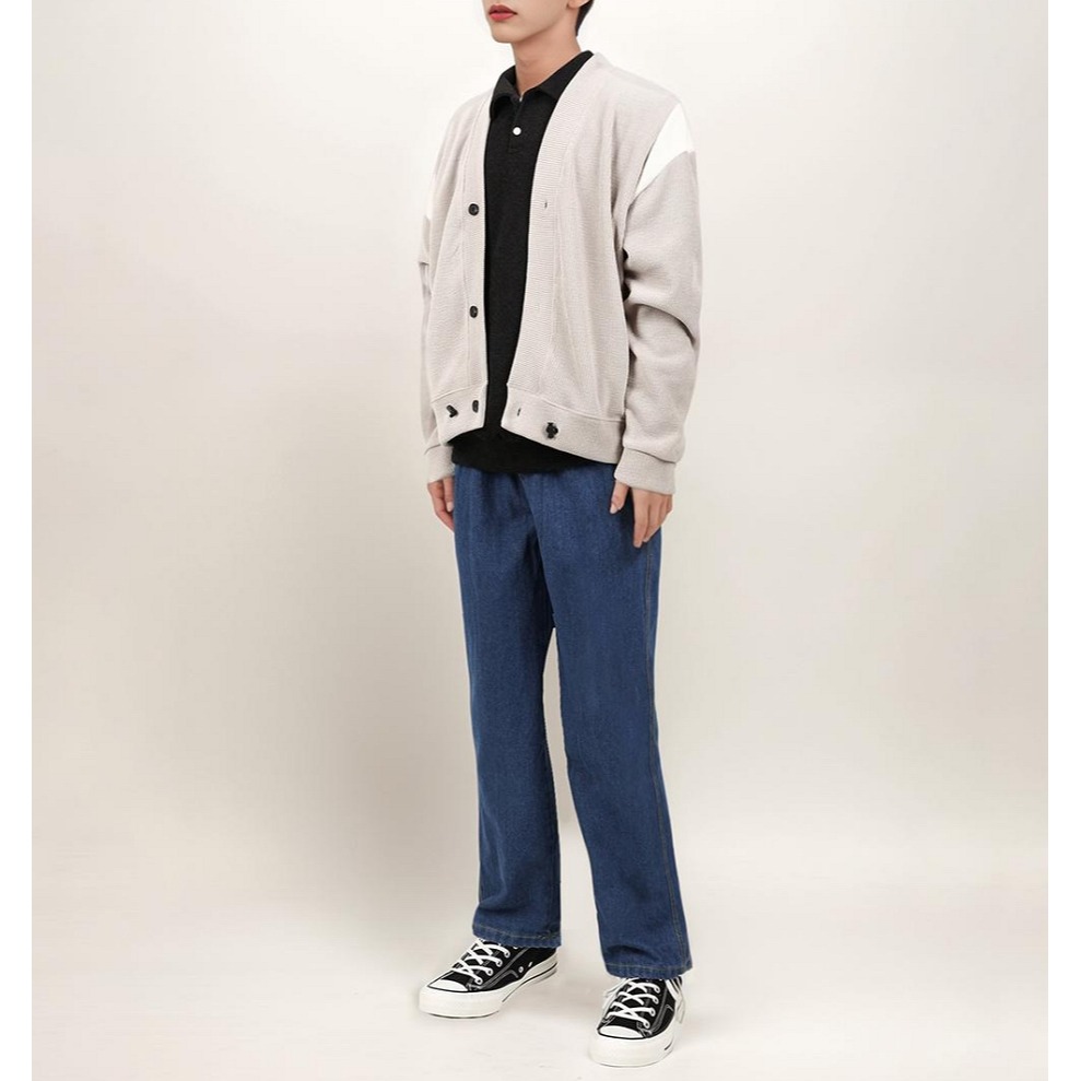 [是男裝喔~][預購 每周日中午 12:00收單] 2024 正韓 smallman 秋冬男裝 肩膀三角色塊開襟衫-細節圖7