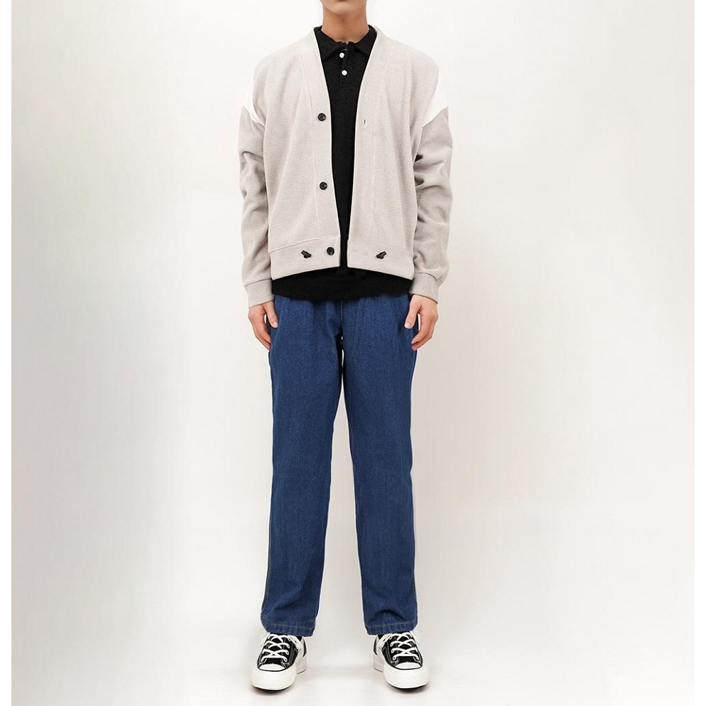 [是男裝喔~][預購 每周日中午 12:00收單] 2024 正韓 smallman 秋冬男裝 肩膀三角色塊開襟衫-細節圖8