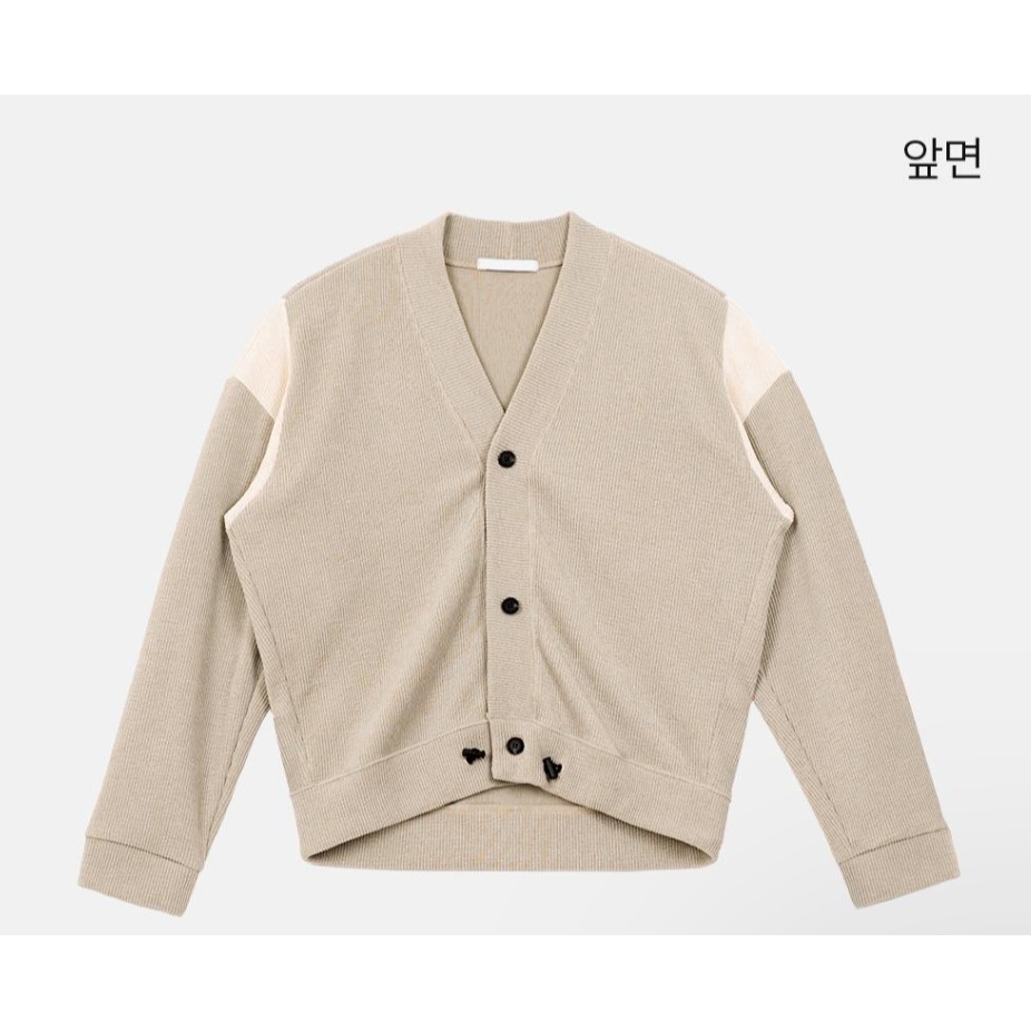 [是男裝喔~][預購 每周日中午 12:00收單] 2024 正韓 smallman 秋冬男裝 肩膀三角色塊開襟衫-規格圖11