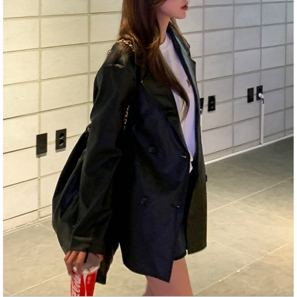 [預購 每周日中午 12:00收單] 2024 正韓 themood 秋冬女裝 西裝式皮外套-細節圖3
