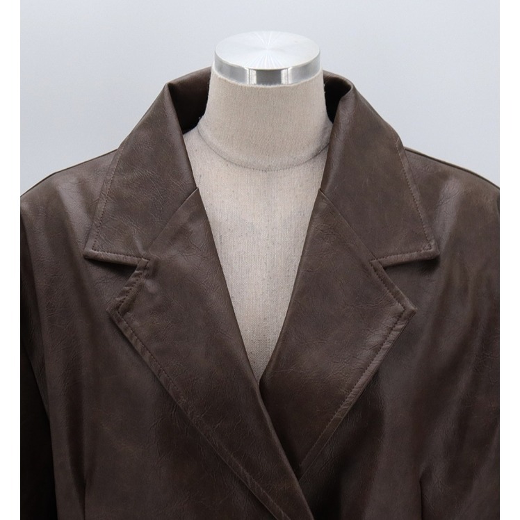 [預購 每周日中午 12:00收單] 2024 正韓 themood 秋冬女裝 西裝式皮外套-細節圖9