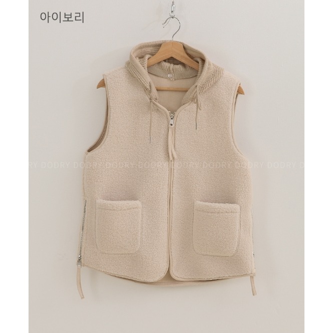 [預購 每周日中午 12:00收單] 2024 正韓 dodry 秋冬女裝  異材質拼接 可拆式連帽背心-規格圖11