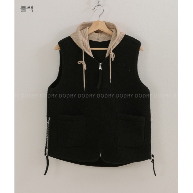 [預購 每周日中午 12:00收單] 2024 正韓 dodry 秋冬女裝  異材質拼接 可拆式連帽背心-規格圖11