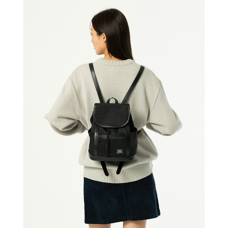 [閃購 特惠] [2025 02 24 中午 12:00收單] 2025 韓國  LEE 皮革拼色尼龍迷你輕量後背包-細節圖2