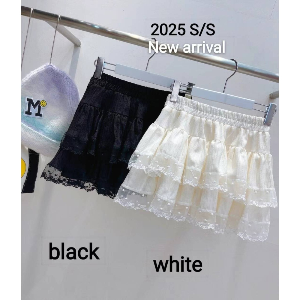 [預購 每周日中午 12:00收單] 2025 韓國 東大門 初春女裝 浪漫俏麗 蕾絲迷你蛋糕裙-細節圖8