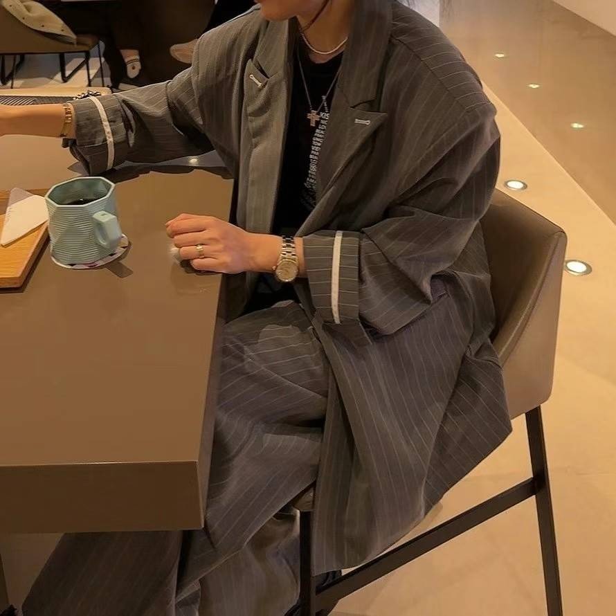 [預購 每周日中午 12:00收單] 2025 韓國 東大門 泰妍家 條紋男友風西裝外套-細節圖10