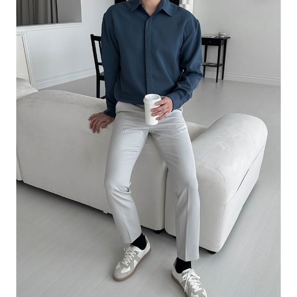 [官網特惠ing] [是男裝喔~][預購 每周日中午 12:00收單] 2025 韓國 smallman 隱藏鈕扣襯衫-細節圖2