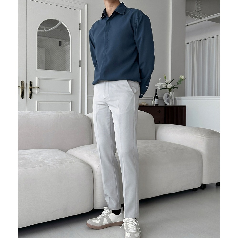 [官網特惠ing] [是男裝喔~][預購 每周日中午 12:00收單] 2025 韓國 smallman 隱藏鈕扣襯衫-細節圖4