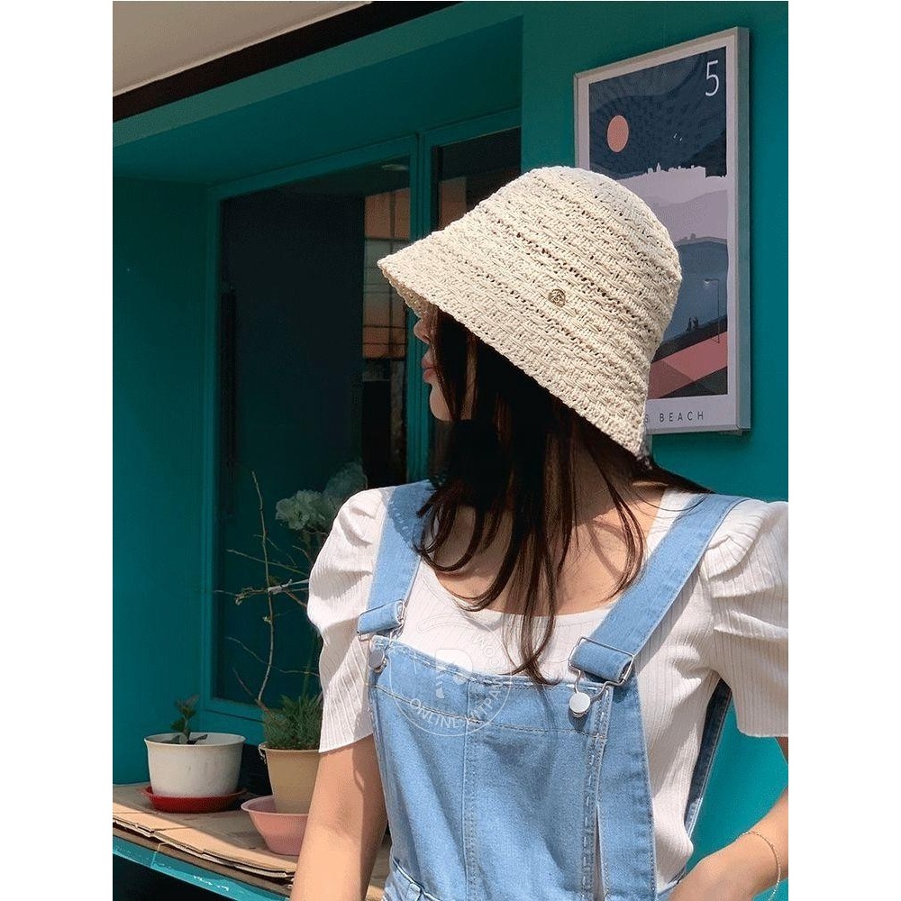 [預購 每周日中午 12:00收單] 2025 韓國 時尚配件 後開岔鏤空針織漁夫帽-細節圖2