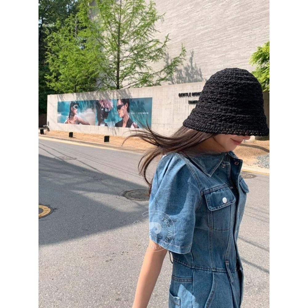 [預購 每周日中午 12:00收單] 2025 韓國 時尚配件 後開岔鏤空針織漁夫帽-細節圖3