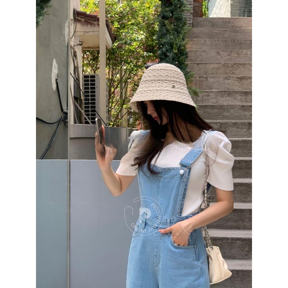 [預購 每周日中午 12:00收單] 2025 韓國 時尚配件 後開岔鏤空針織漁夫帽-細節圖7