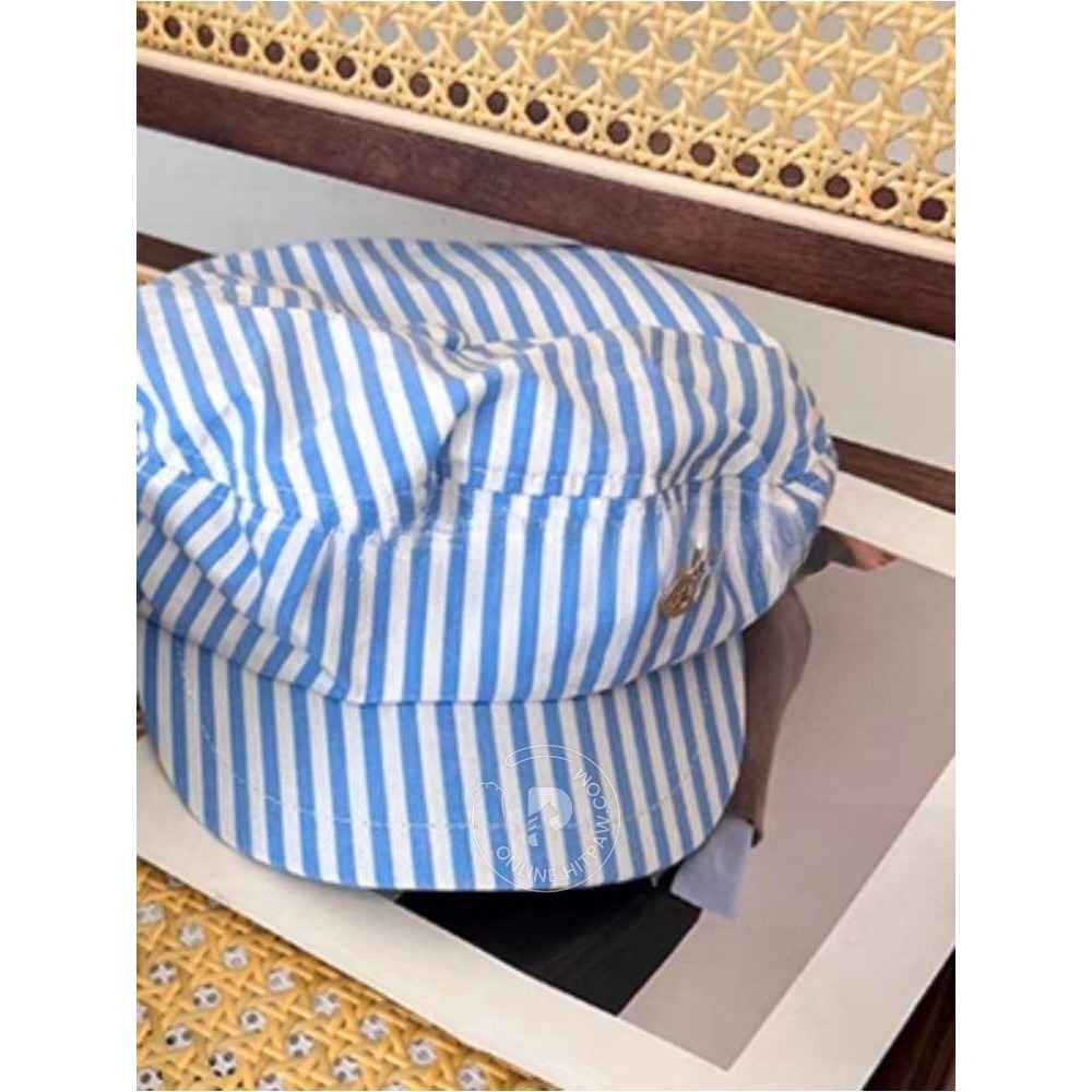 [預購 每周日中午 12:00收單] 2025 韓國 時尚配件  條紋報童帽-細節圖2