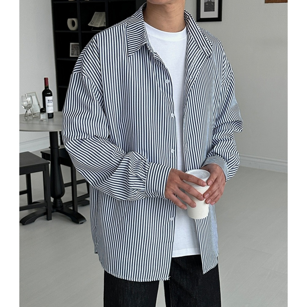 男裝![官網特惠ing][預購 2025.03.30中午12:00收單] 2025 韓國 smallman直條紋襯衫-細節圖5
